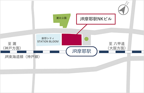 JR摩耶駅NKビルの位置図