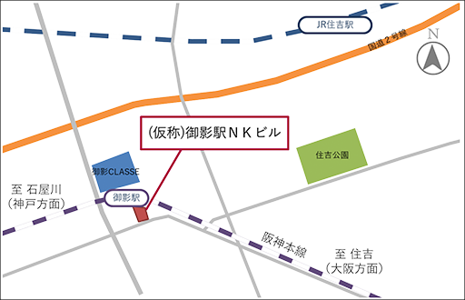 （仮称）御影駅ＮＫビルの位置図